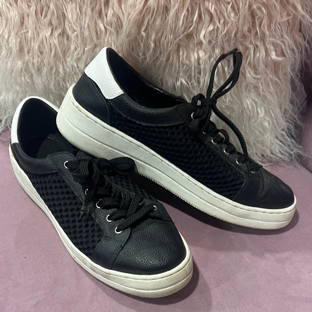 Black and White Lace-Up Sneakers